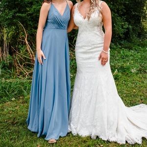 Steel blue bridesmaid dress David’s bridal